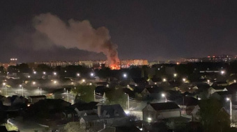 Пожежа у Воронежі після атаки БПЛА Фото: соцмережі