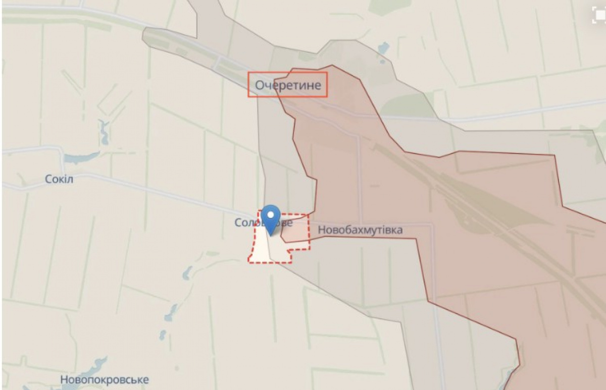 Російська армія просунулась у селище Соловйово Донецької області. Карта DeepState 