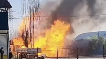 Пожар на заправке в Щебекино. Кадр из видео